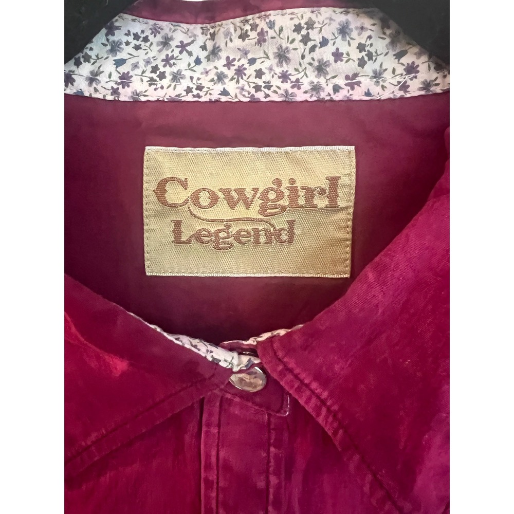 Cowgirl Legend Magenta Pink Embroidered Western Snap Shirt Women Medium - Picture 4 of 9